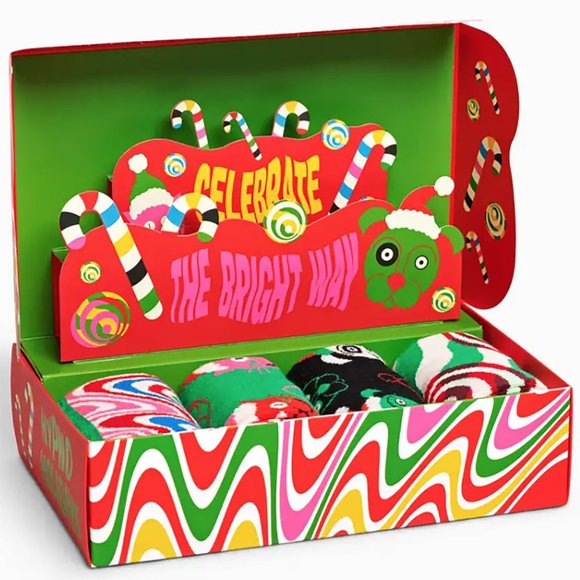 Happy Socks Psychedelic Candy Cane Socks Box Set